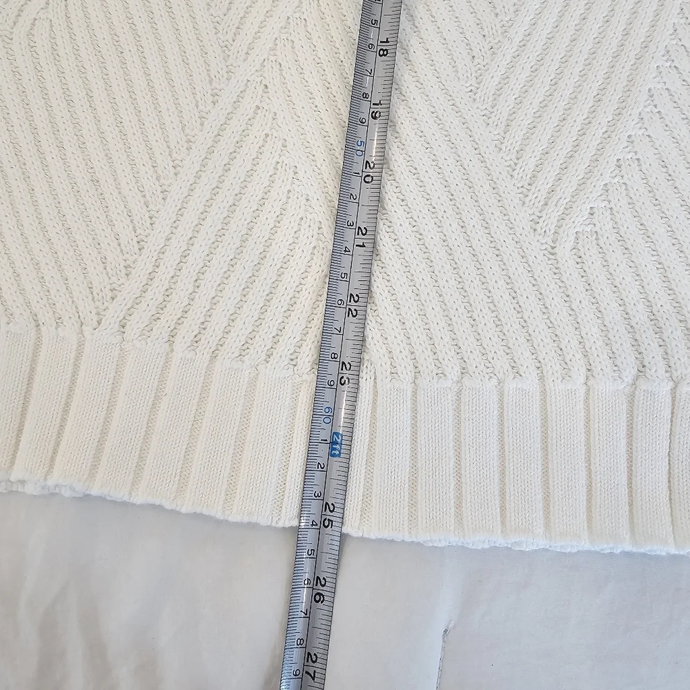 Marble Cream Cable Knit Sweater Vest With Cowl Neck MED